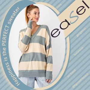 EASEL 50% OFF SALE! Sweater Ribbed Hems Wide Neckline Long Loose Fit Tunic Style